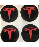 Logo Tesla 4 x 50 domed stickers for wheel center caps - £10.22 GBP