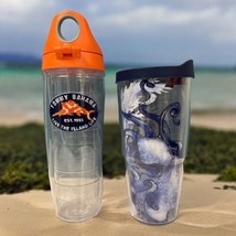 Lot Of 2 Tervis Octopus Tumbler 24oz And Marlin Patch Water Bottle Island Life - £15.48 GBP