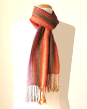 Smithsonian Antiplano Stripes Alpaca Scarf Hand Loomed in Bolivia 81&quot; Long - £22.39 GBP