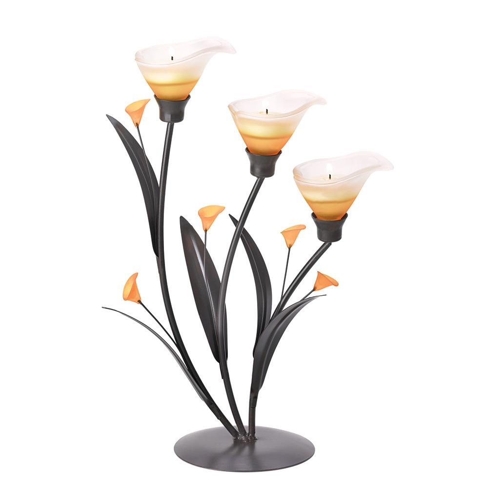 #10038947 Amber Lilies Dark Metal Tealight Candle Holder - £32.72 GBP