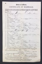 c.1910 State of Maine Certificate of Marriage Hiram, Maine Rankin Ephemera - £15.69 GBP