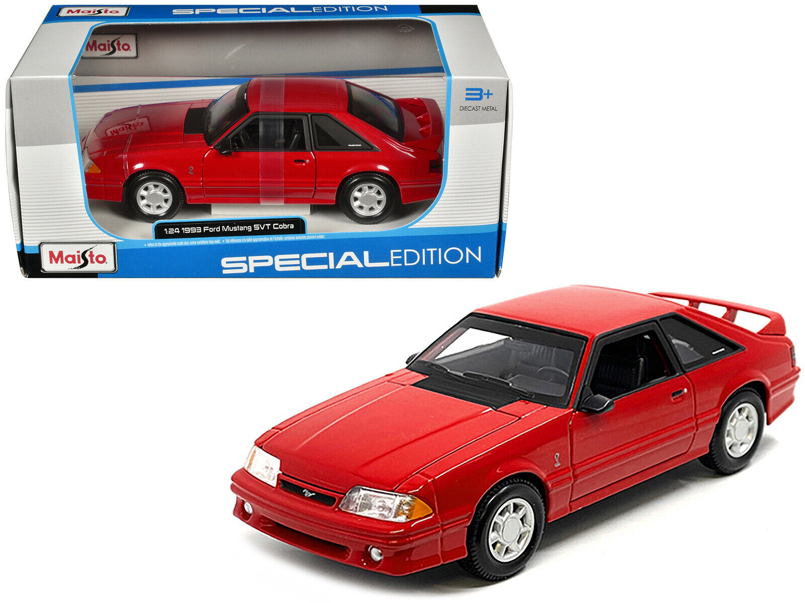 1993 Ford Mustang SVT Cobra 1/24 Diecast Model Car Red Special Edition Series - $35.99