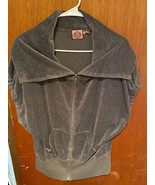 Vintage Petite Juicy Couture Y2K Gray Dolman Sleeve Velour Zip Front Top... - £11.04 GBP