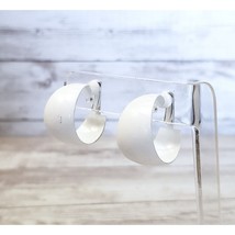 Vintage Clip On Earrings - Retro Hoops Chunky White Hoops Just Under 1&quot; - $12.99