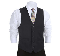 Men&#39;s Suit Separate Vest V-neck Adjustable Strap 5Button 2Pockets 201-1 ... - £35.66 GBP