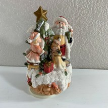 Santa Claus Decorating Tree Musical Figurine O Christmas Tree Ceramic 8&quot; Tall - £7.77 GBP