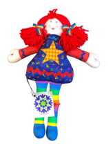 Nancy Gates Rag Doll Colorful Rainbow Colors 16&quot; Handcrafted Red Hair NWT - £27.68 GBP