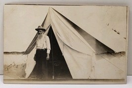 RPPC Pennsylvania Camp Tents with Very Old Man Reunion or Retreat Postcard E15 - £15.97 GBP