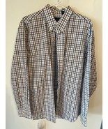Mens Button Up Shirt Long Sleeve Blue White Brown Plaid by Arrow - $20.46 CAD