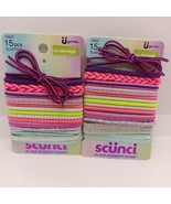 2 pks Scunci No Damage Elastics, 30 total Multicolor Hair Tie Scrunchie ... - $8.96