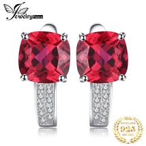 4.4ct Created Red Ruby 925 Sterling Silver Hoop Earrings for Women Cushion Cut G - £20.86 GBP