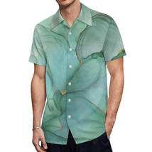 Mondxflaur Classic Marble Button Down Shirts for Men Short Sleeve Pocket... - £20.72 GBP