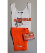 HOOTERS ORANGE GIRLS (M) MEDIUM 3 PIECE UNIFORM OUTFIT: TANK TOP, SHORTS... - £44.80 GBP