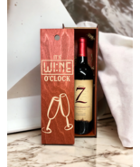 Engraved Wood Wine Box Its a Wine O&#39;clock Home Décor Gift Birthday Chris... - £27.56 GBP