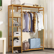 Wooden Clothes Garment Hanging Stand Shoe Rack Display Storage Shelf W/ ... - $94.99