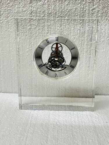 Glass Clock "Things Remembered" Mantle Shelf Desk 6”x7”x1.5” Nice! - $58.41