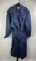Worthington Womens 14 Vintage Belted Double Breasted Trench Coat, Navy Blue - £24.99 GBP