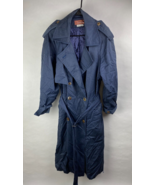 Worthington Womens 14 Vintage Belted Double Breasted Trench Coat, Navy Blue - £25.24 GBP