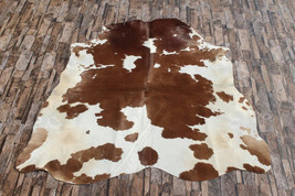 Amazing Brown and White Cowhide Rug Cow skin Rug Leather Hide Carpet Cow... - $137.51
