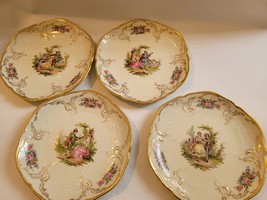 VtgRare Rosenthal Selb Germany Sanssouci 4 Set Plates with Romantic Scene 7-3/4&quot; - £44.27 GBP
