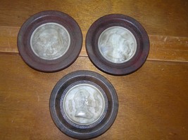 Vintage Lot of 3 Brown &amp; Cream Plastic Repousse Knights Stately Men Coasters –  - $7.69