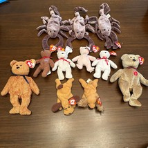 Lot 11 Ty Beanie Babies Stuffed Toys Assorted Animals Plush Bears Dogs Scorpions - £11.78 GBP