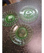 3 Vintage Green Depression 6&quot; Glass Plates - $19.79