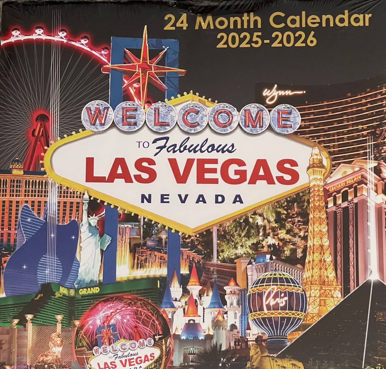 2025 2026 2 Year 24 Month Las Vegas Wall Calendar Fremont Excalibur New York MGM - £11.96 GBP