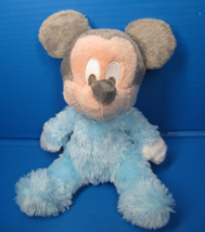 Disney Parks Baby Mickey Mouse Rattle Baby Blue 9” Plush Stuffed Animal - $12.00