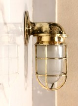 Nautical Style New Marine Ship Wall Bulkhead Light Brass With White Glas... - $155.43
