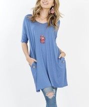 42Pops Button-Accent V-Neck Half-Sleeve Pocket Oversize Tunic Size M/L NWOT - £9.08 GBP