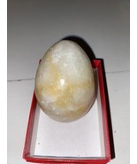 Vintage Natural Orange White Quartz Egg Hand Carved Brazil Polished Gem ... - $19.98