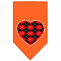 Argyle Heart Red Screen Print Bandana Orange Size Large - £9.26 GBP