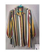 Sami &amp; Jo Button Down Collared Striped Green Gold Womens Plus Size 2X - $34.97 CAD