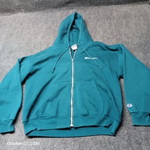 Vintage Champion Hoodie Adult Large Teal Full Zip Sweatshirt Sweater Jacket - £17.74 GBP