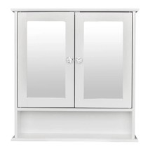 2-Door Wall Mounted Bathroom Medicine Cabinet with Mirror in White - $2,728.32 MXN