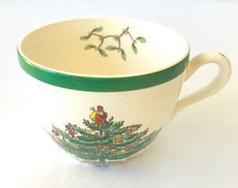 Spode Christmas Tree Green Trim Flat Cups and Saucers Made in England - $9.74+