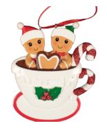 Christmas Personalized Tree Ornament Couple in Cocoa Cup 4 Inches Tall - $14.95