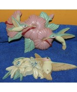 Vintage 2 Piece Burwood Products Hummingbirds Flower Wall Art 3303 USA Made - $10.06 CAD