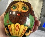 Vtg Hand Painted Russian Lacquer Wood Egg Figurine, Warriors Soldiers On... - $12.38