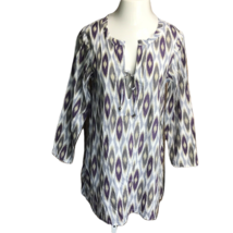 Capelli Tunic Cute Cover Up See Through Top ~ Sz M ~ Purple &amp; Gray ~ Long Sleeve - £16.81 GBP