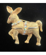 Bellini Signed Gold Tone Donkey Mule Burro Brooch Pin Jeweled Stamped Si... - €21,20 EUR