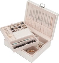Jewelry Organizer Box For Girls Women Travel Jewelry Case Double Layer Large - £31.63 GBP