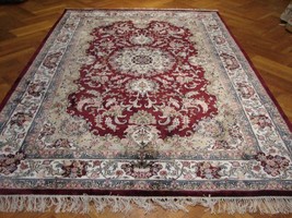 6&#39; X 9&#39; Artificial Silk Wine Red - Ivory Aubusson Rug Classic Handmade Rug - $1,077.26