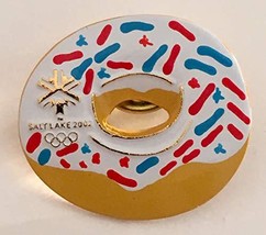 2002 Salt Lake City Winter Olympics Vanilla Glazed w/Red White &amp; Blue Sprinkles  - £19.61 GBP