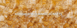 Gorgeous Marble Living Room Table Inlay Art Golden Quartz Stone Home Decor H5585 - £1,327.36 GBP+