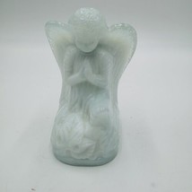 Boyd Art Glass Angel White Blue Clear Pressed Glass Figurine B Vintage - $40.50