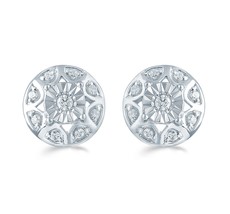 1/5ct tw Diamond Round Cluster Fashion Stud Earring in Sterling Silver - £39.95 GBP