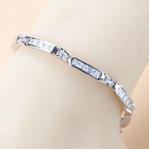 New Trendy 925 Mark Jewelry Charm Bracelet Bangle Blue Cubic Zirconia Bridal Acc - £12.32 GBP