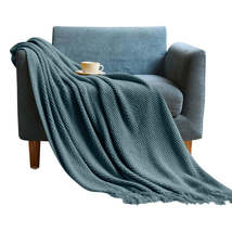 Anyhouz 130*230cm Morandi Blue Blanket Home Decorative Thickened Knitted Corn Gr - £49.16 GBP